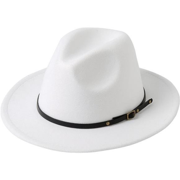 Unbekannt Portogallo Panama Wide Fedora Hat Floppy Belt Classic Hat Wool Buckle Womens Baseball Caps City Cap Rosso, Weiß, Taglia unica